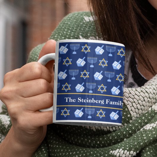 Niedliches Hanukkah Dreidel Menorah Muster Kaffeetasse