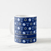 Niedliches Hanukkah Dreidel Menorah Muster Kaffeetasse (Vorderseite Links)