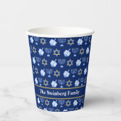 Niedliches Hanukkah Dreidel Menorah Muster kundens Pappbecher (Vorderseite)
