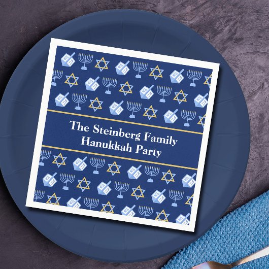 Niedliches Hanukkah Dreidel Menorah Muster kundens Serviette