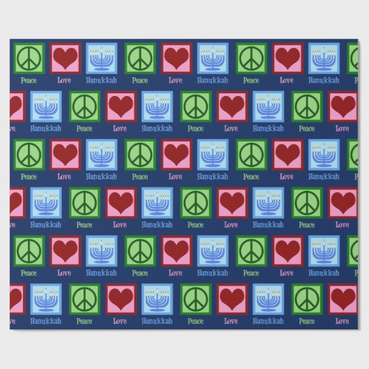 Niedliches Hanukkah Muster Dunkelblaues Wrapping P Geschenkpapier (Flach)