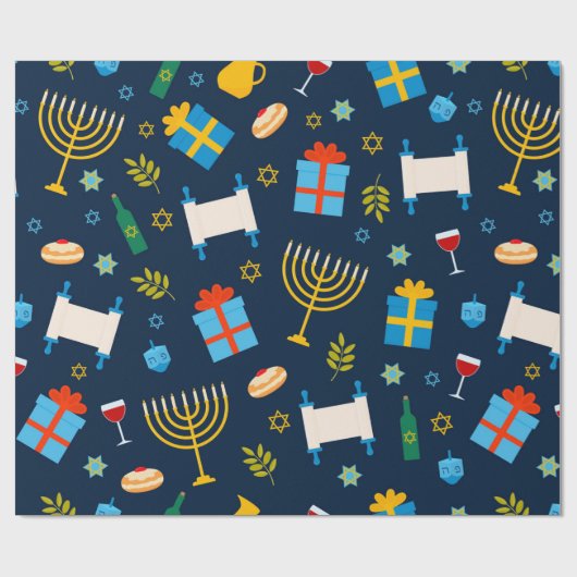 Niedliches Hanukkah-Musterpapier Geschenkpapier (Flach)
