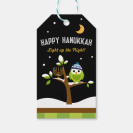 Niedliches Hanukkah Owl & Menorah Lupe die Nacht Geschenkanhänger