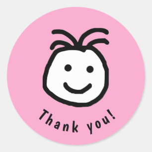 Niedliches Happy Face Danke Pink Runder Aufkleber
