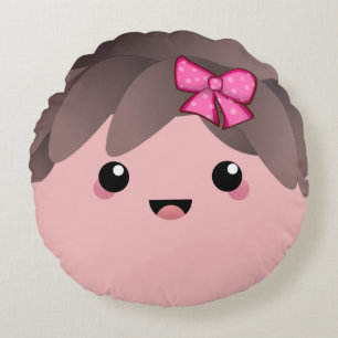 Niedliches Happy Face Kawaii Japanische Cartoon Pu Rundes Kissen