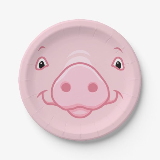 Niedliches Happy Pink Pig Face Pappteller (Vorderseite)