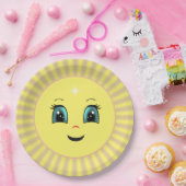 Niedliches Happy Sun Face & Rays Pappteller (Party)