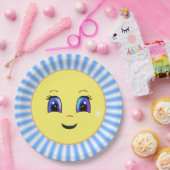 Niedliches Happy Sun Face & Rays Pappteller (Party)