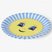 Niedliches Happy Sun Face & Rays Pappteller (Schrägansicht)