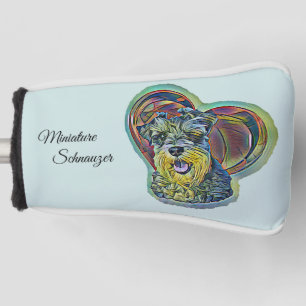 Niedliches Hartglas Miniatur Schnauzer mit Herz Golf Headcover