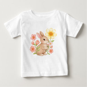 Niedliches Häschen Florales Baby T-shirt