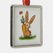 Niedliches Häschen mit Karotte durch Gerda Silbernes Ornament (Rechts)