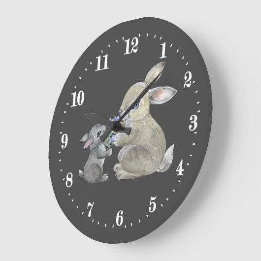 niedliches Hasen Große Wanduhr (Winkel)