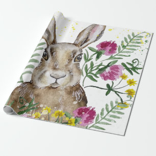 Niedliches Hasen in Aquarellfarben-Blume Geschenkpapier