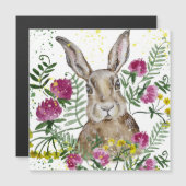 Niedliches Hasen in Aquarellfarben-Blume Magnetkarte (Vorne/Hinten)