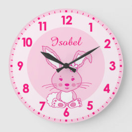 Niedliches Hasen-Kinderzimmer mit Kinderuhr Große Wanduhr