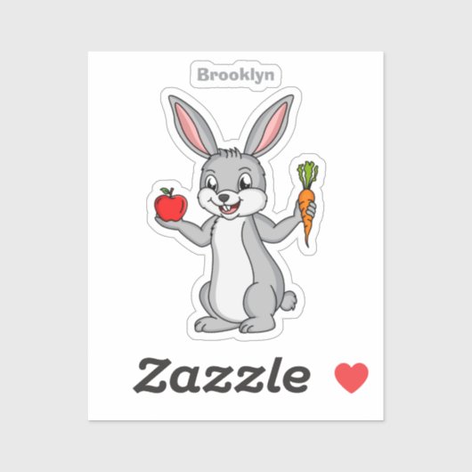 Niedliches Hasen mit Gemüse Cartoon Aufkleber (Blatt)