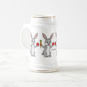 Niedliches Hasen mit Gemüse Cartoon Bierglas (Vorderseite Links)