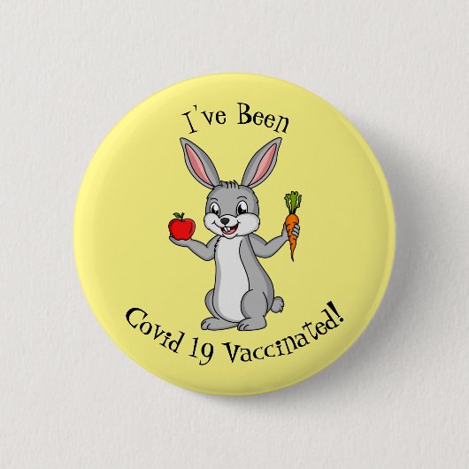 Niedliches Hasen mit Gemüse Cartoon Button (Vorderseite)