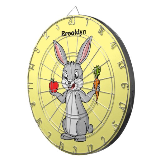 Niedliches Hasen mit Gemüse Cartoon Dartscheibe (Vorderseite rechts)