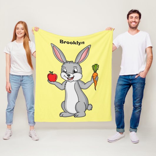 Niedliches Hasen mit Gemüse Cartoon Fleecedecke (Beispiel)
