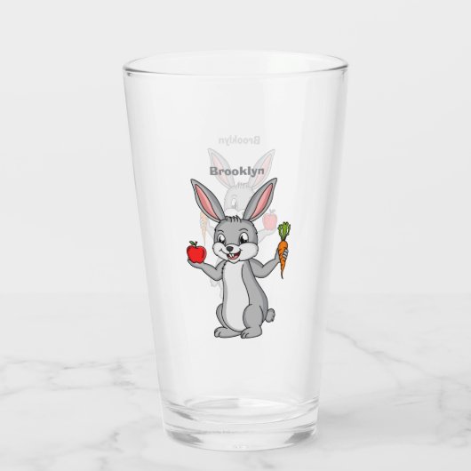Niedliches Hasen mit Gemüse Cartoon Glas (Rückseite)