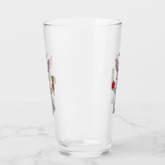 Niedliches Hasen mit Gemüse Cartoon Glas (Links)