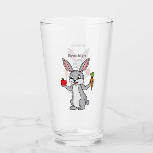 Niedliches Hasen mit Gemüse Cartoon Glas (Vorderseite)