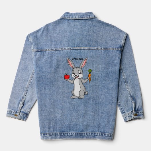 Niedliches Hasen mit Gemüse Cartoon Jeansjacke (Rückseite)