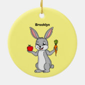 Niedliches Hasen mit Gemüse Cartoon Keramik Ornament (Hinten)