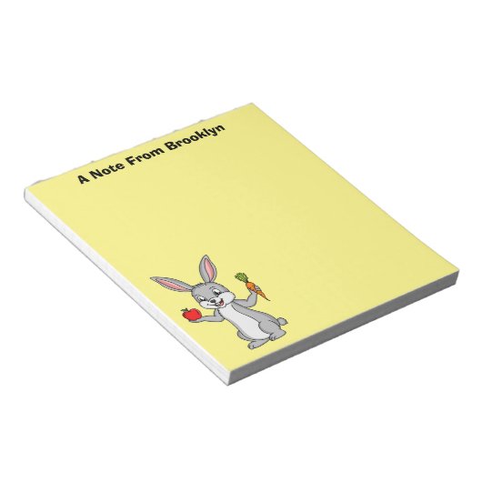 Niedliches Hasen mit Gemüse Cartoon Notizblock (angewinkelt)