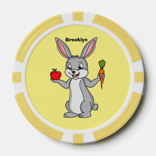 Niedliches Hasen mit Gemüse Cartoon Pokerchips (Vorderseite)