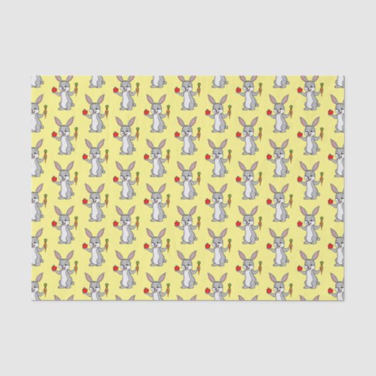 Niedliches Hasen mit Gemüse Cartoon Seidenpapier (Vorderseite)