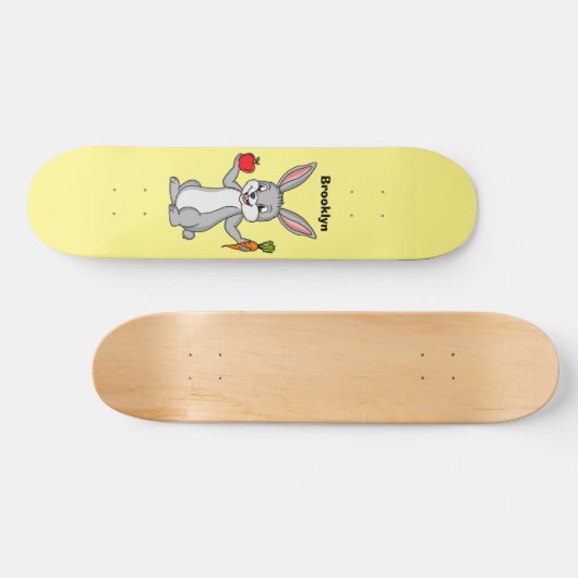 Niedliches Hasen mit Gemüse Cartoon Skateboard (Horizontal)