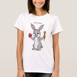Niedliches Hasen mit Gemüse Cartoon T-Shirt