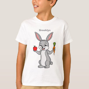 Niedliches Hasen mit Gemüse Cartoon T-Shirt