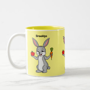 Niedliches Hasen mit Gemüse Cartoon Zweifarbige Tasse