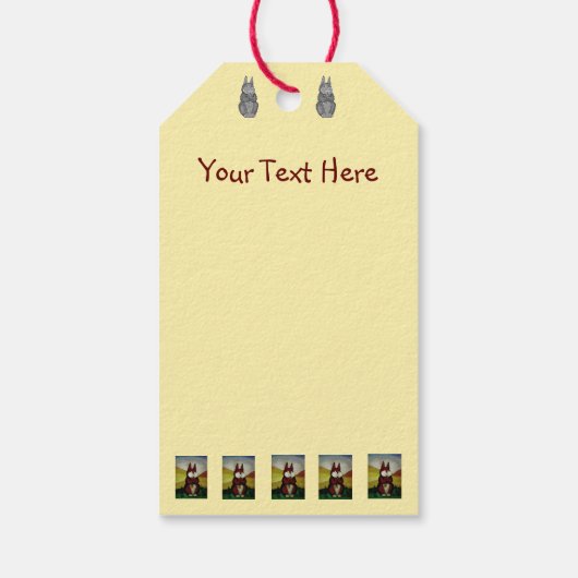 niedliches Hasen mit hübschen Blume Geschenkanhänger (Rückseite)