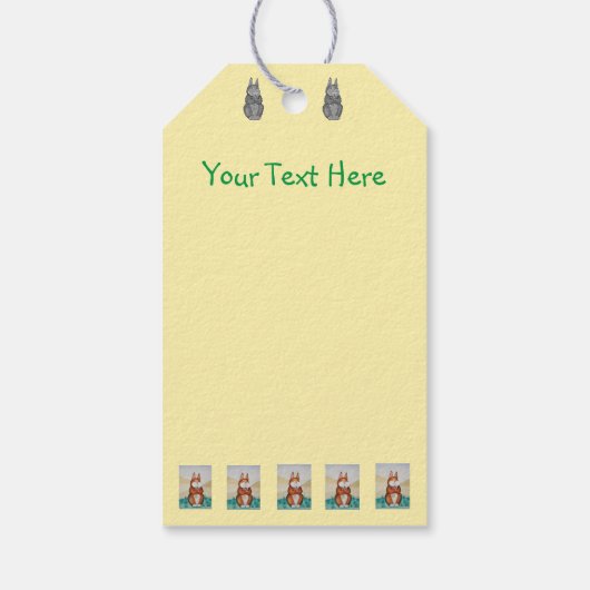 niedliches Hasen mit hübschen Blume Geschenkanhänger (Rückseite)