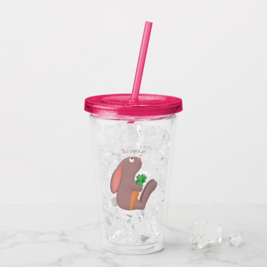 Niedliches Hasen mit KarottenCartoon Acryltrinkbecher (Rückseite Ice)