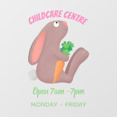 Niedliches Hasen mit KarottenCartoon Fensteraufkleber (Blatt)