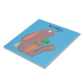 Niedliches Hasen mit KarottenCartoon Fliese (Seite)