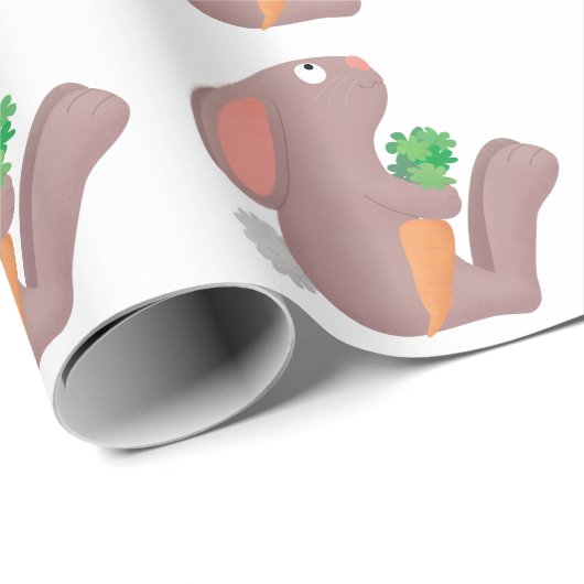Niedliches Hasen mit KarottenCartoon Geschenkpapier (Rolleneckpunkt)