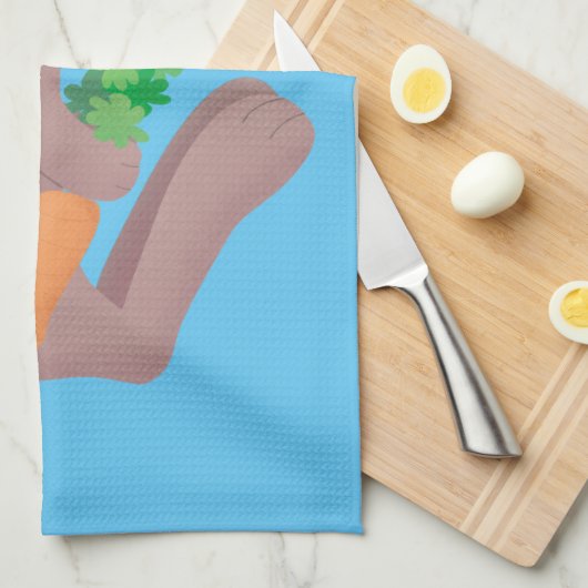Niedliches Hasen mit KarottenCartoon Geschirrtuch (Viertel Falte)