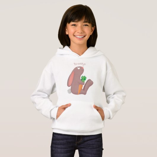 Niedliches Hasen mit KarottenCartoon Hoodie (Vorne ganz)