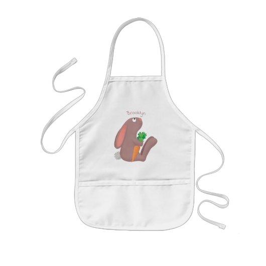 Niedliches Hasen mit KarottenCartoon Kinderschürze (Vorne)