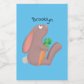 Niedliches Hasen mit KarottenCartoon Lebensmitteletikett (Einzelnes Label)