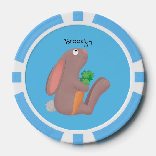 Niedliches Hasen mit KarottenCartoon Pokerchips (Vorderseite)