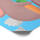 Niedliches Hasen mit KarottenCartoon Poster (Ecke)