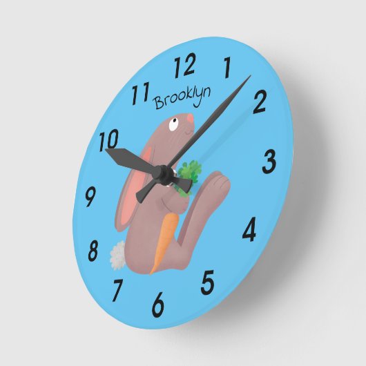 Niedliches Hasen mit KarottenCartoon Runde Wanduhr (Winkel)